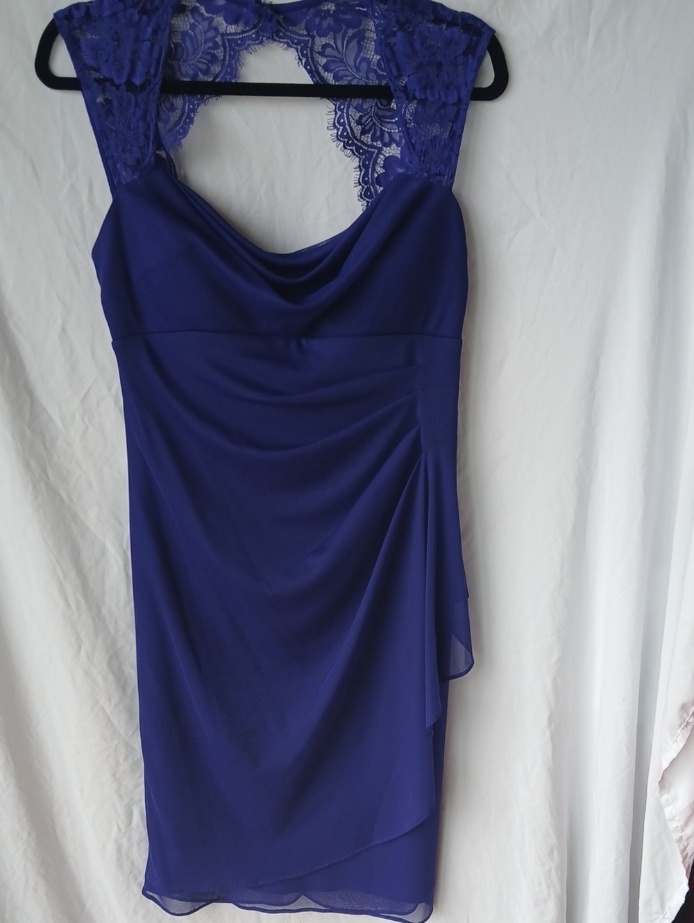 Scarlett Cobalt Lace-Back Cowl Midi Dress